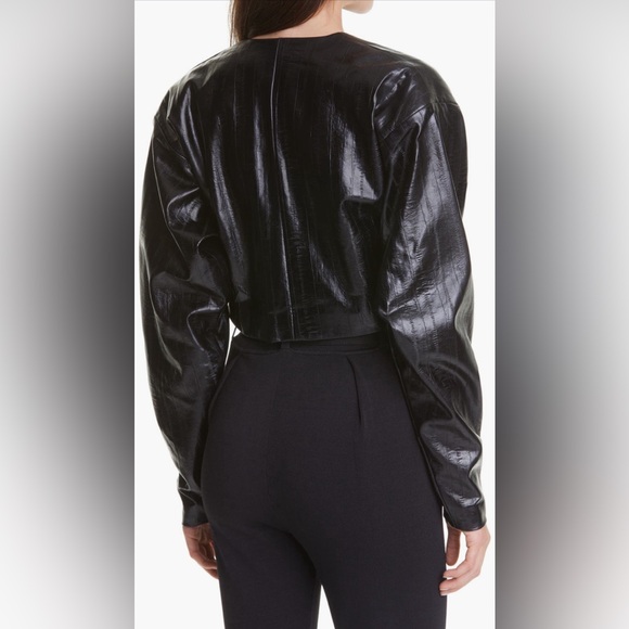 Rotate Birger Christensen Cropped Vegan Leather Jacket, Black, size 2 - Picture 4 of 15